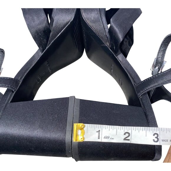 Reformation Maize Satin Platform Sandals block heeled shoes Ineutral Black 8 - Picture 8 of 12